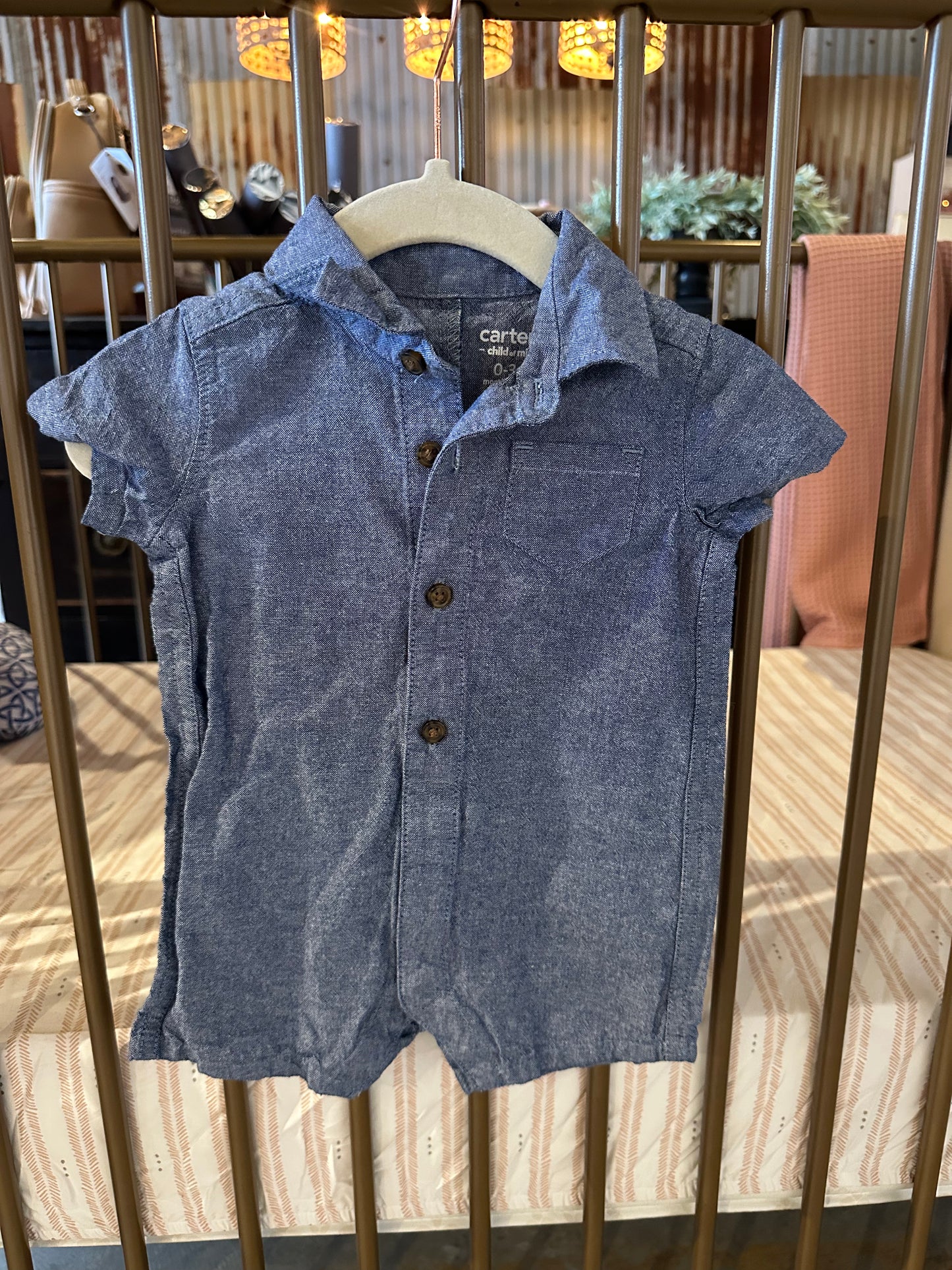 Carter's Blue Jean Pattern Romper