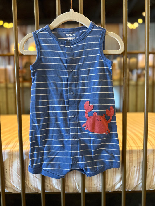 Carter's Blue Striped Crab Romper