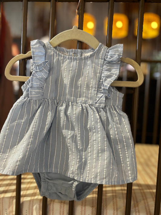 Carter's Blue & White Striped Onesies Dress