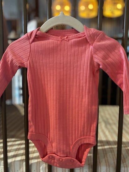 Carter's Dark Pink, Light Pink, & Light Gray Ribbed 3-piece Onesies