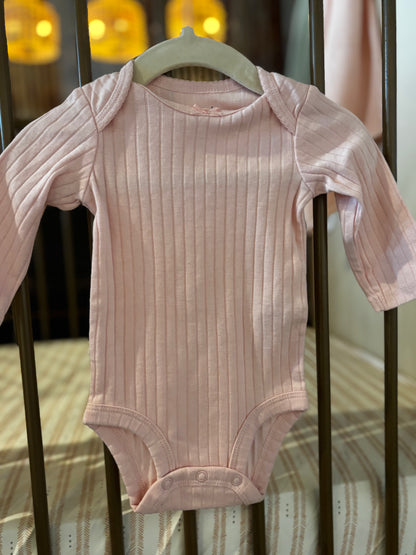Carter's Dark Pink, Light Pink, & Light Gray Ribbed 3-piece Onesies