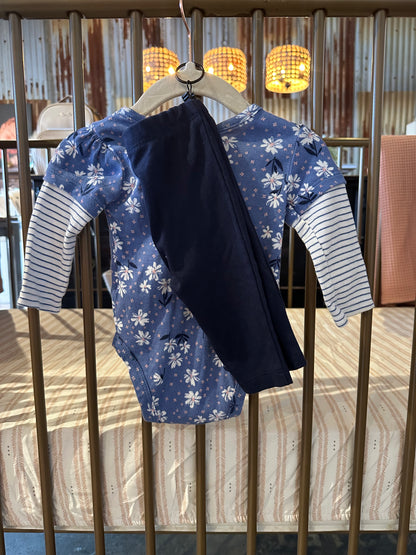 Carter's Floral And Stripped Top With Pants