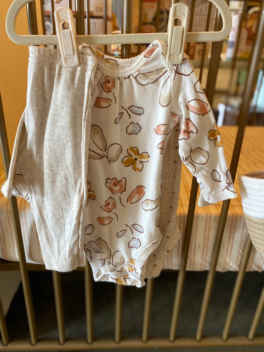 Carter's Flowers & Brown Hearts 3-Piece Outfit