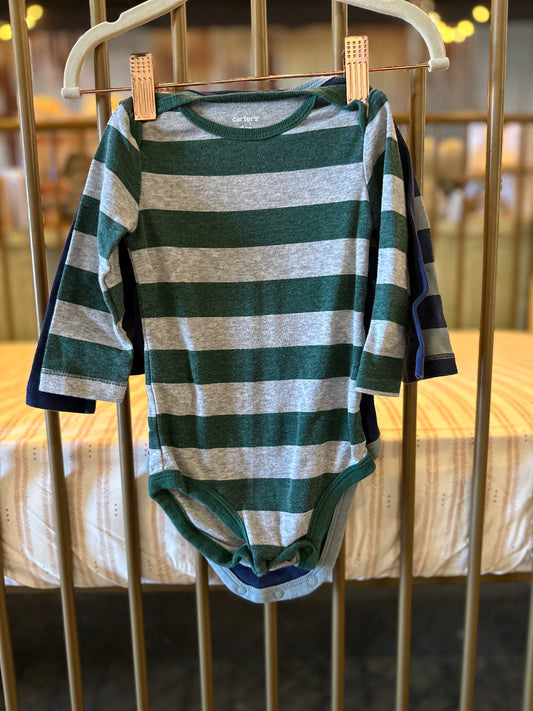 Carter's Green & Blue Striped Onesies
