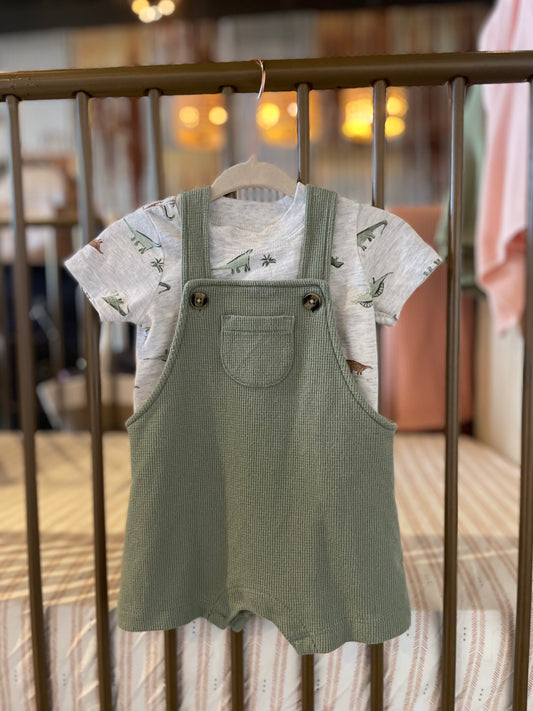 Carter's Green Dino Overall 2-piece Outfit