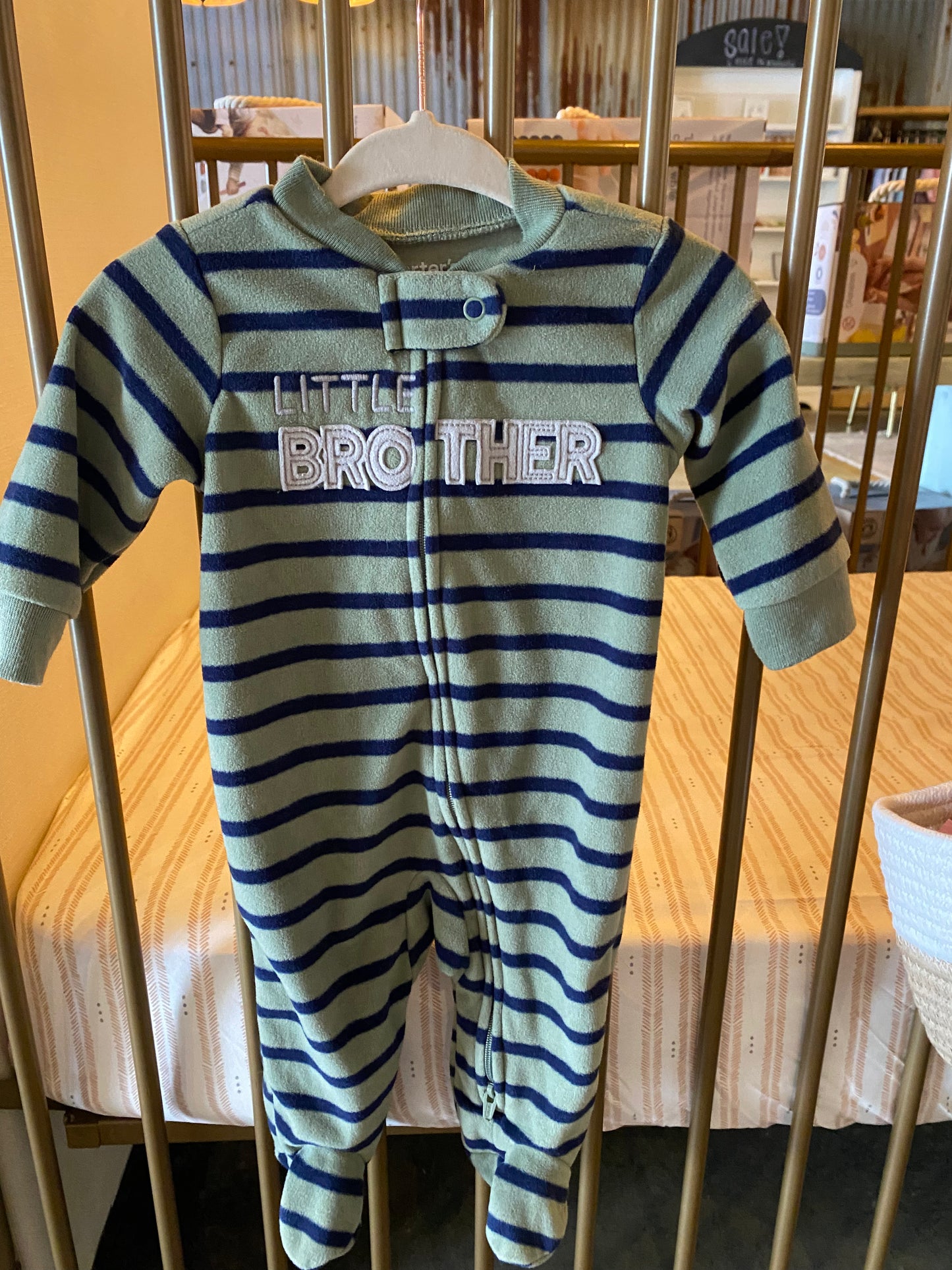 Carter's Green & Navy Striped "Little Brother" Sleeper