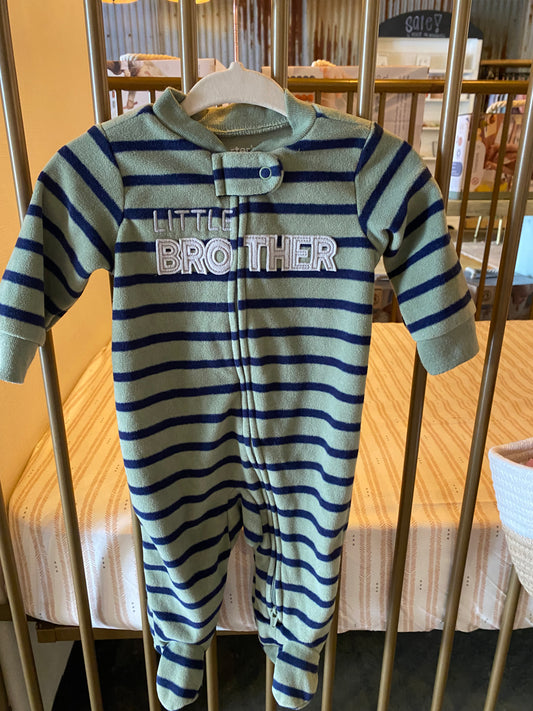 Carter's Green & Navy Striped "Little Brother" Sleeper
