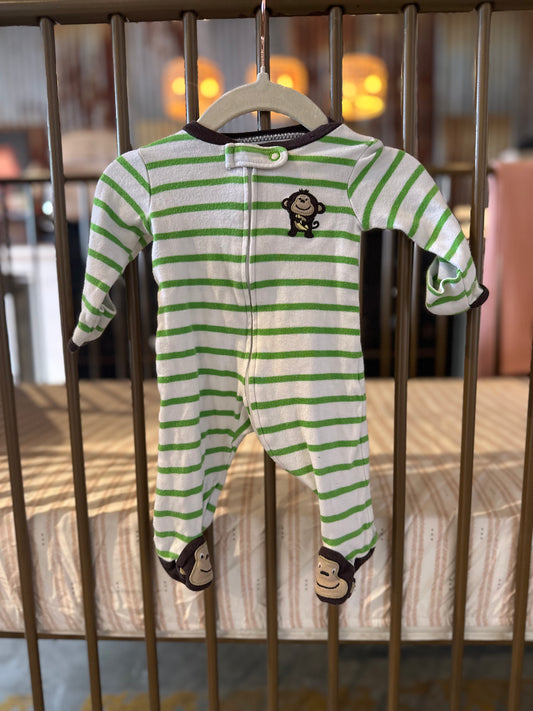 Carter's Green Striped Monkey Sleeper