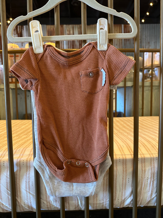 Carter's Light Gray & Orange Onesies