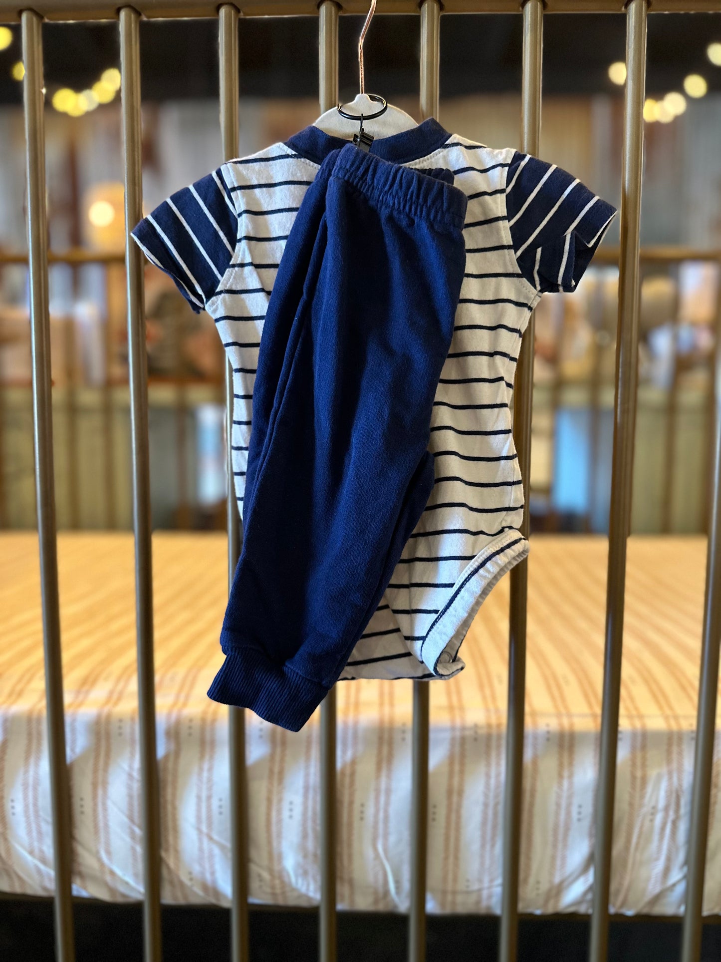 Carter's Navy Blue Striped 2-piece Outfit