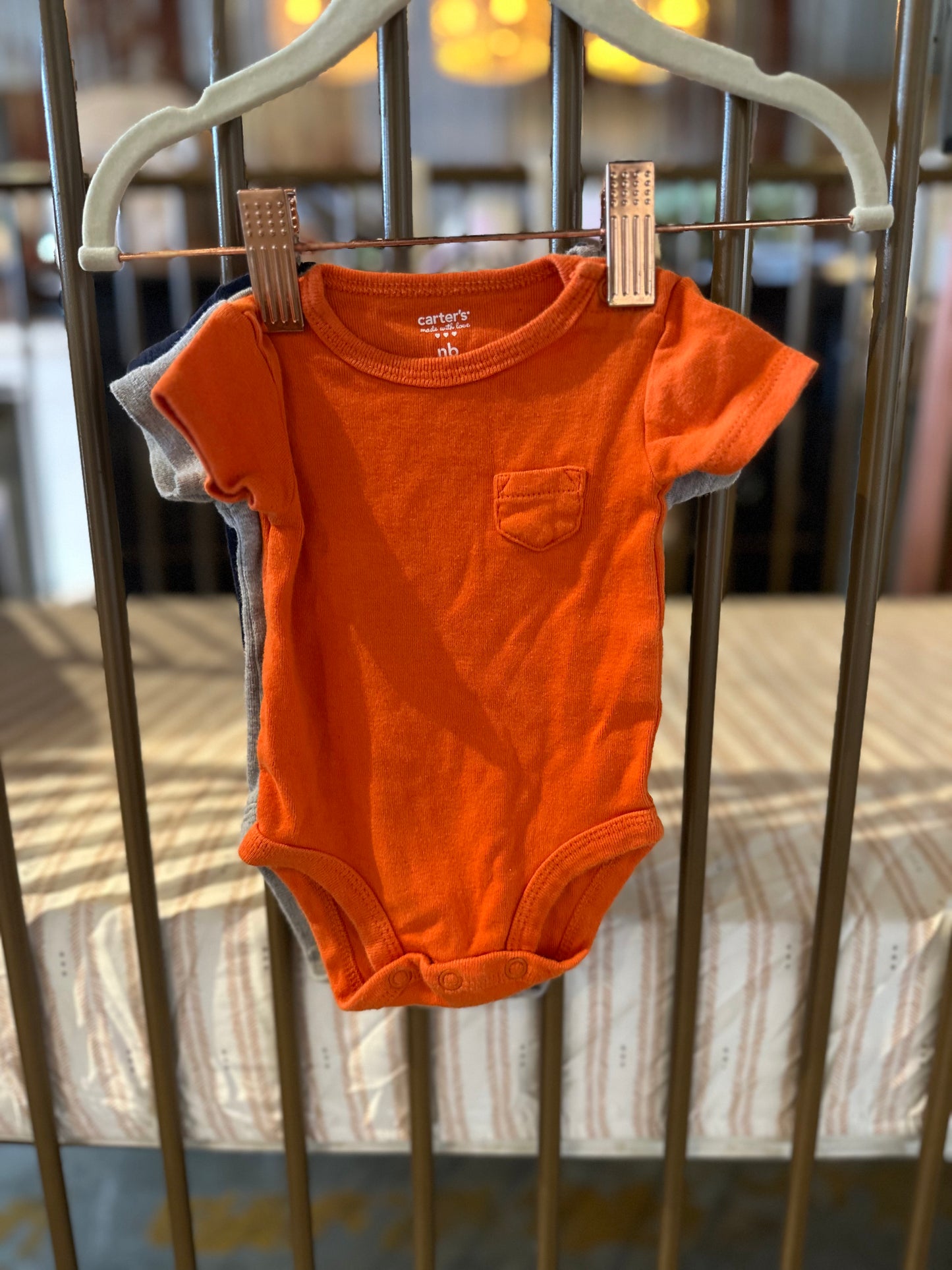 Carter's Navy, Orange, & Gray 3-piece Onesies