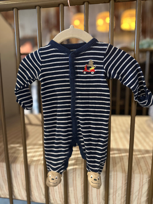 Carter's Navy & white Striped Monkey Sleeper