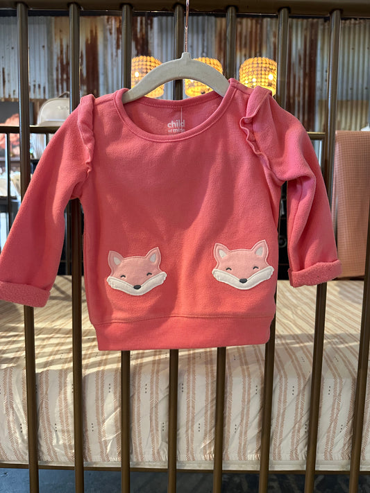 Carter's Pink Fox And Ruffle Top