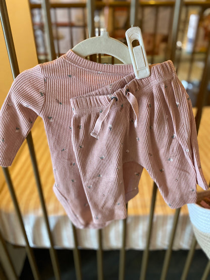 Carter's Pink Ribbed Floral 2-piece Outfit