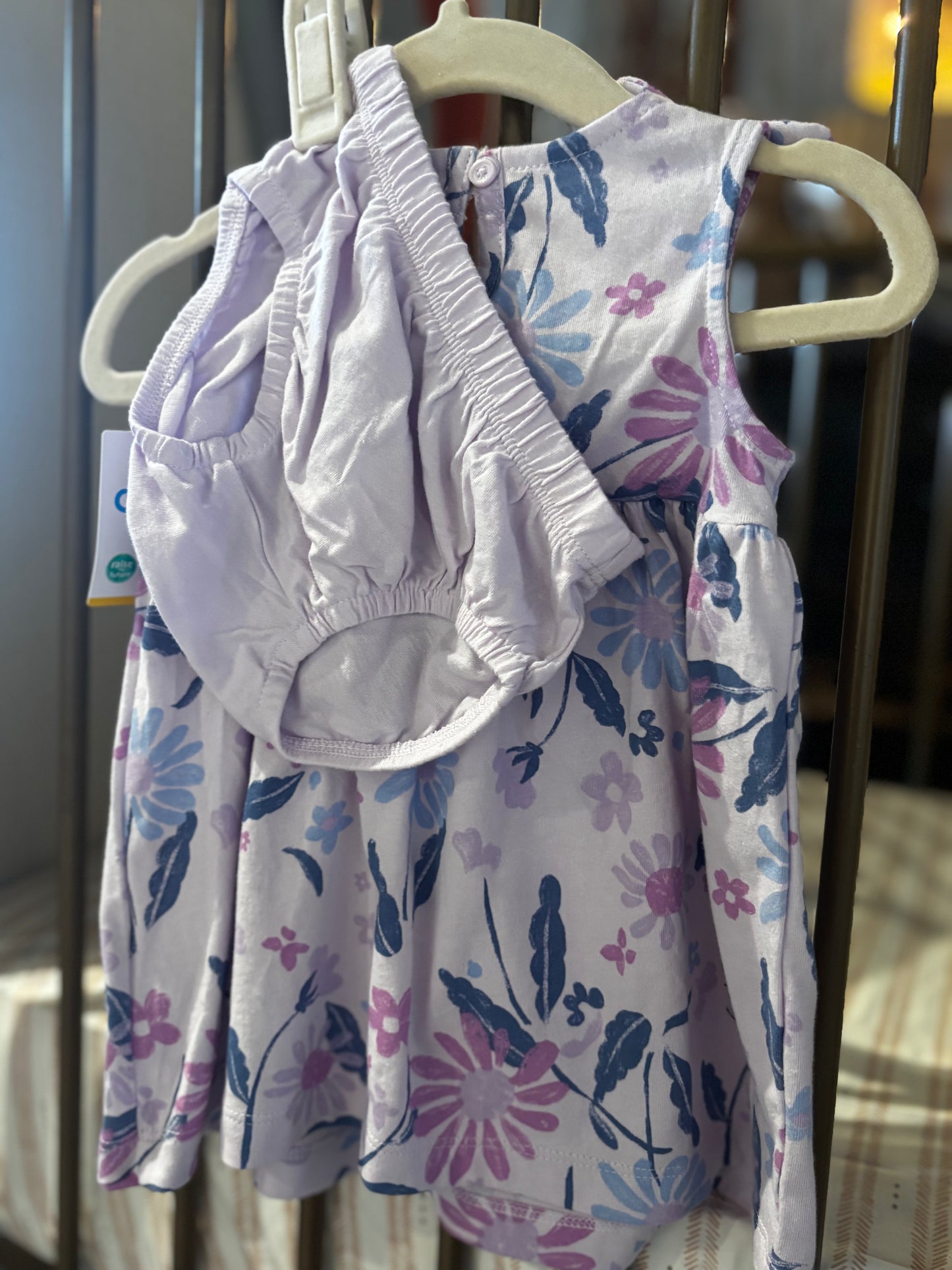 Carter's Purple Floral Dress And Bloomer Set