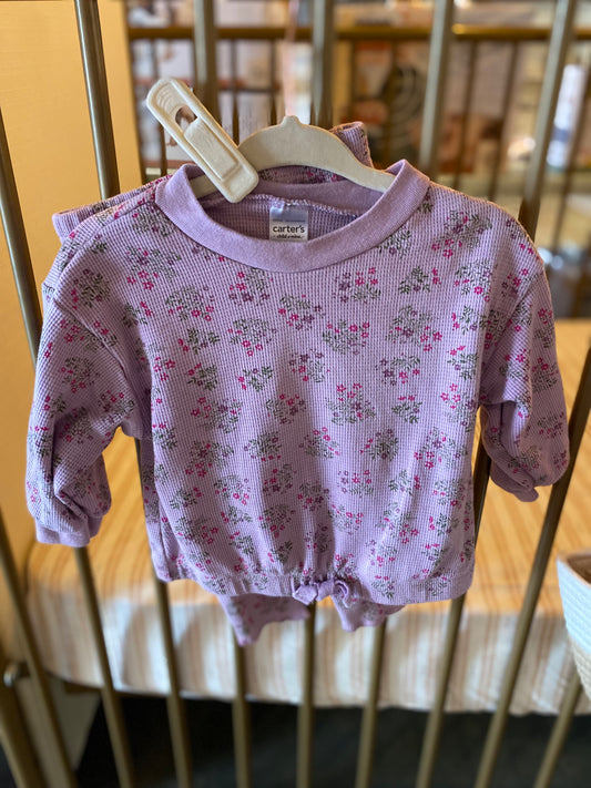 Carter's Purple Ribbed Floral 2-piece Outfit