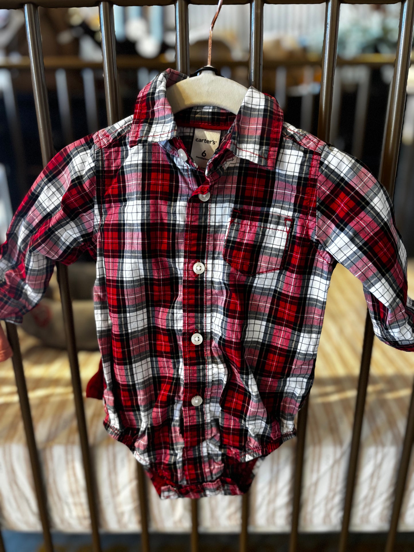 Carter's Red And White Plaid Button Up Set