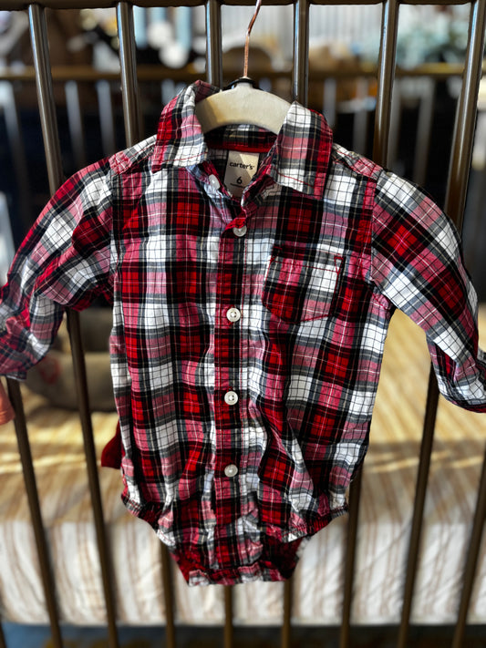 Carter's Red And White Plaid Button Up Set