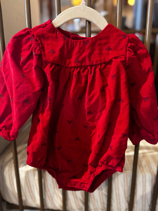 Carter's Red Corduroy Bow Onesie