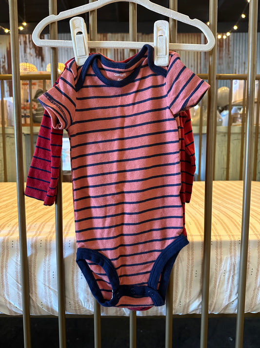 Carter's Red Striped Onesies
