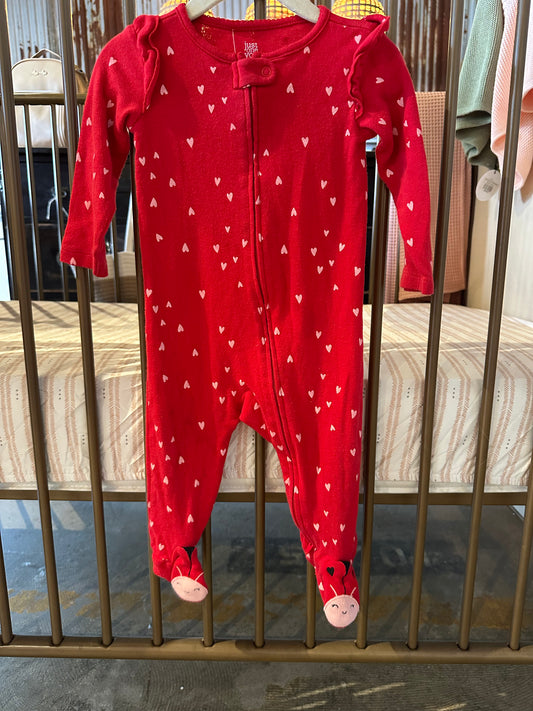 Carter's Red With Pink Hearts Ladybug Sleeper