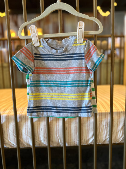 Carter's Striped Multi & Green Color T-shirts