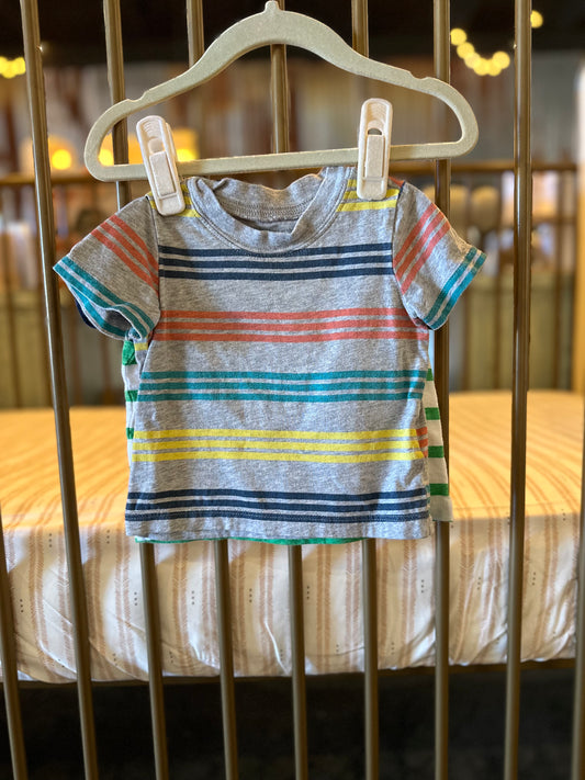 Carter's Striped Multi & Green Color T-shirts
