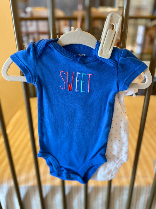 Carter's "Sweet" Pink Polka Dot 2-piece Onesies