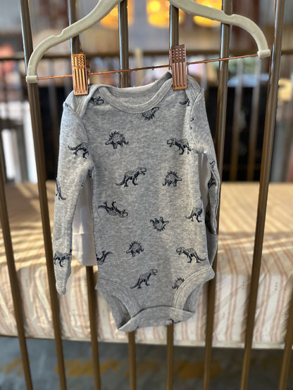 Carter's White & Navy Blue Dino 2-piece Onesies