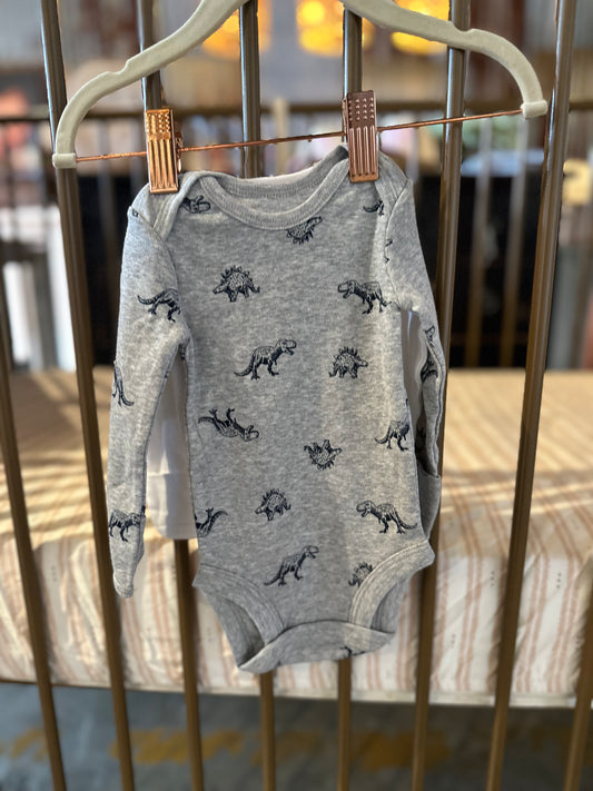 Carter's White & Navy Blue Dino 2-piece Onesies
