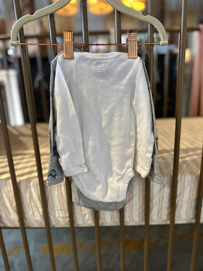 Carter's White & Navy Blue Dino 2-piece Onesies