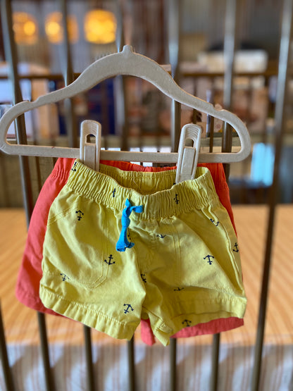 Carter's Yellow Anchor & Coral Pink Shorts