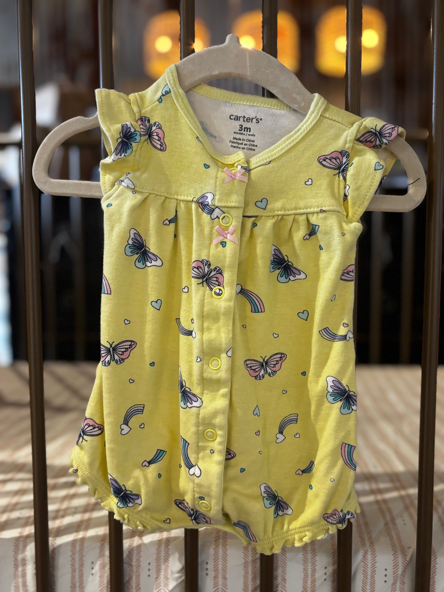 Carter's Yellow Butterfly And Rainbow Romper