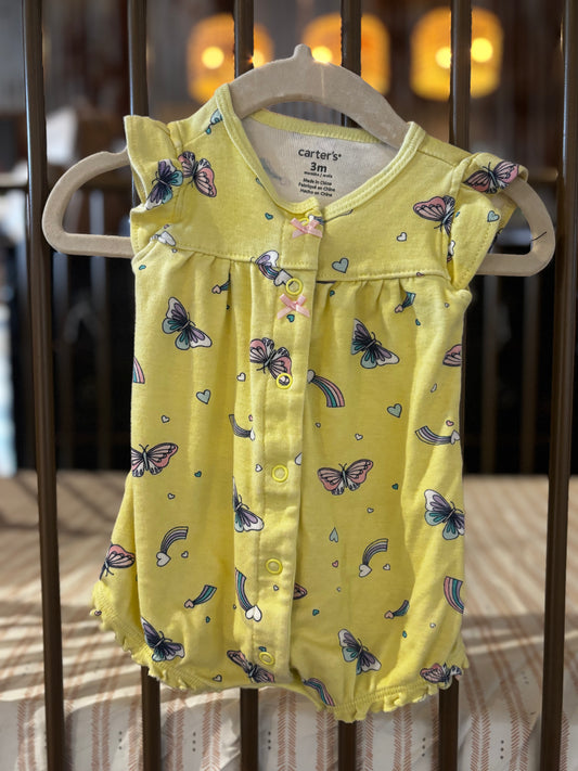 Carter's Yellow Butterfly And Rainbow Romper