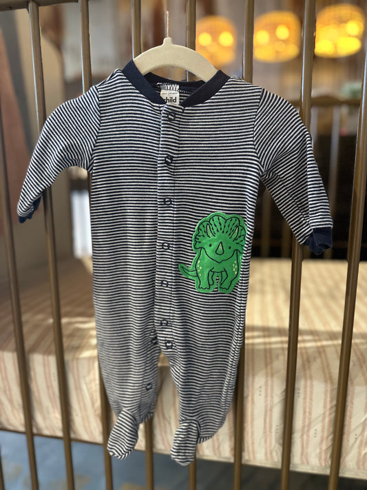 Child Of Mine Navy & White Dino Sleeper