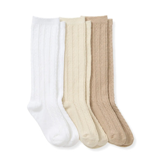 Burt's Bees Cotton Cable Knit Knee High Socks 3-pack