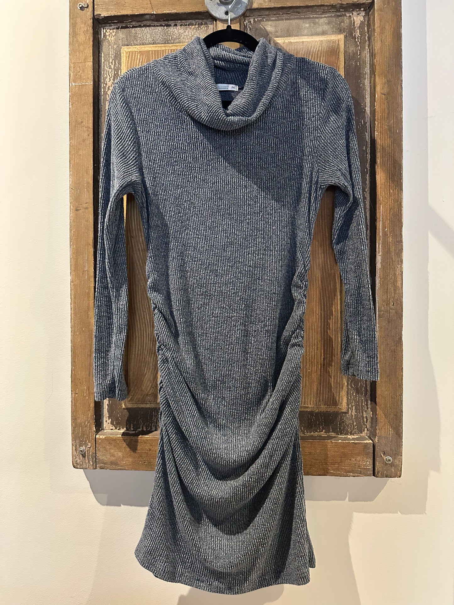 Dark Gray Ribbed Maternity Dress