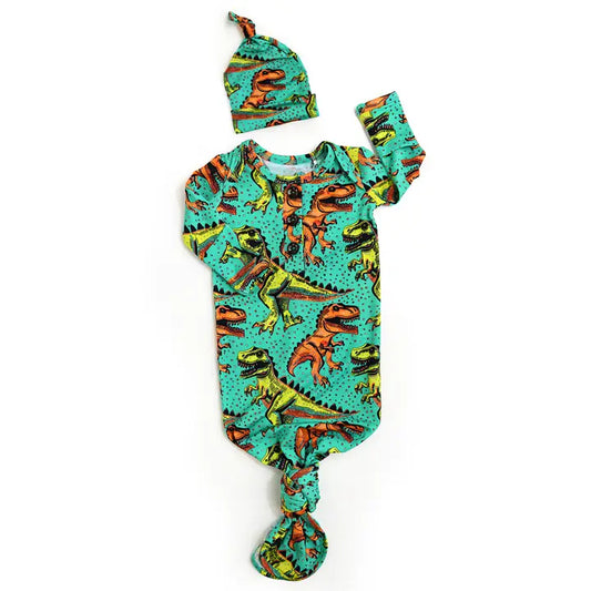 Dino Bamboo Knotted Gown & Hat