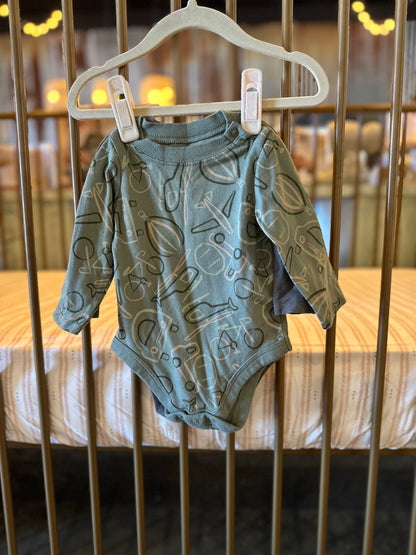 Garanimals Charcoal Striped & Green Onesies