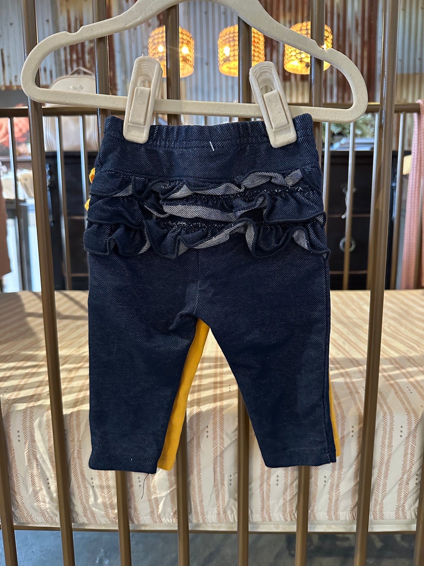 Garanimals Yellow And Denim Ruffle Detail Pant Set