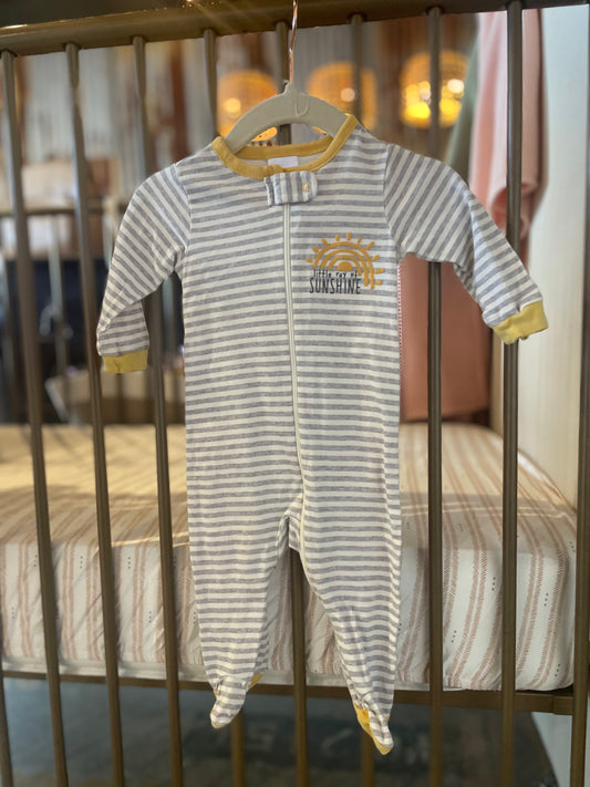 Gerber "Little Ray Of Sunshine" Yellow & Gray Striped Sleeper