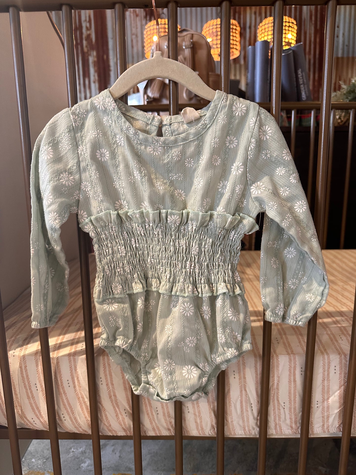 Green Floral Bubble Romper