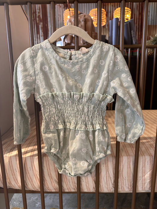 Green Floral Bubble Romper