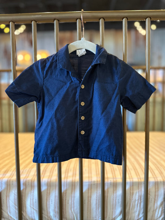 H&M Navy Blue Button Up T-shirt