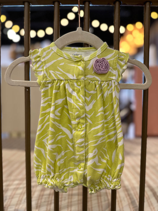 Carter's Yellow striped & Purple Flower Romper