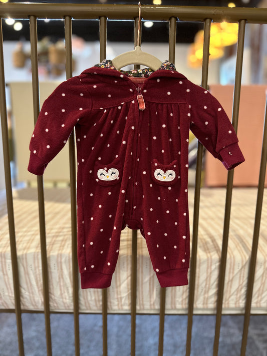 Carter's Red Poka Dot Owl Jumpsuit