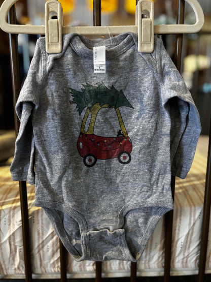 Red Car And Christmas Tree Onesie Set