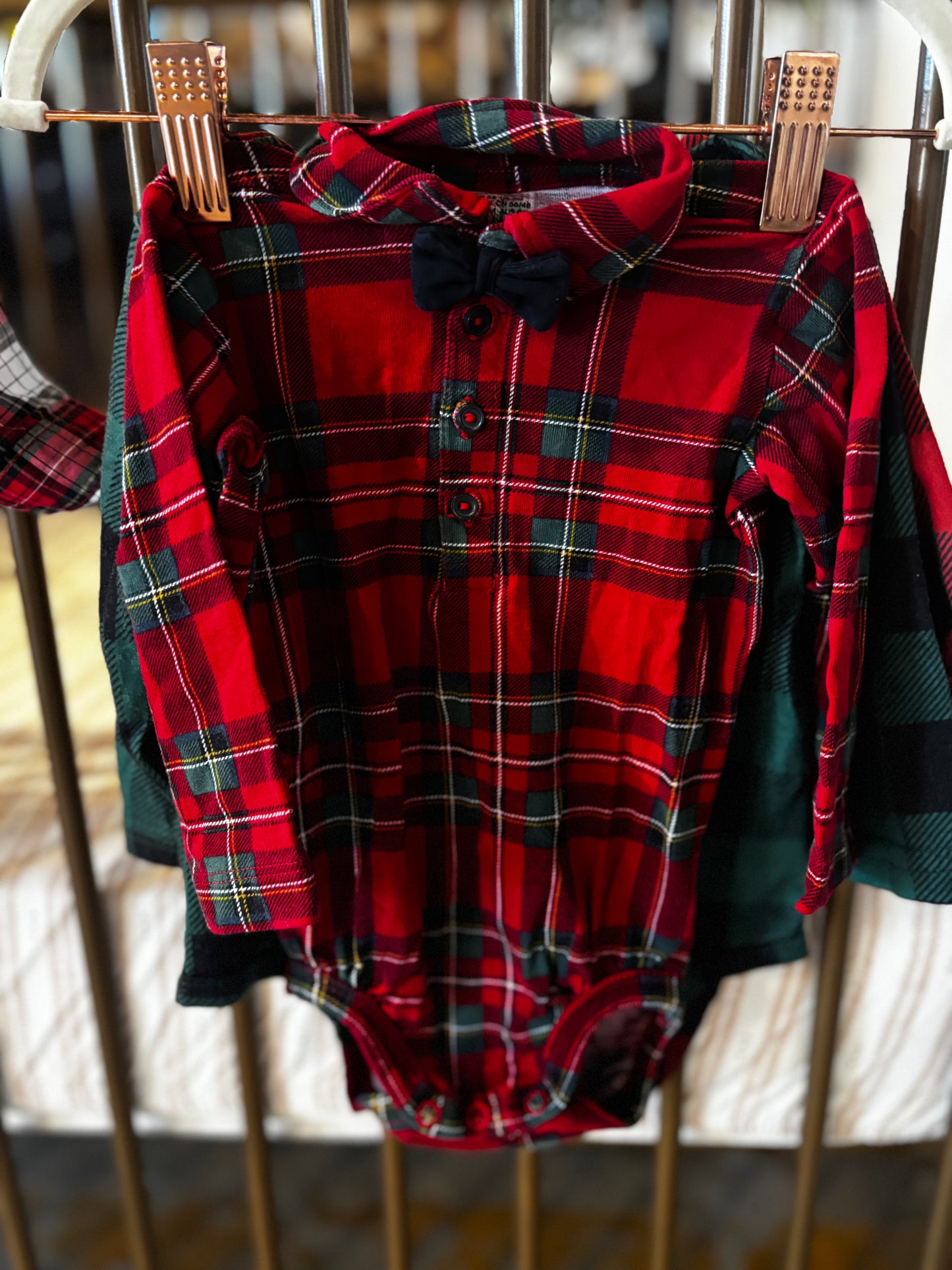 3-Piece Plaid Onesie Set