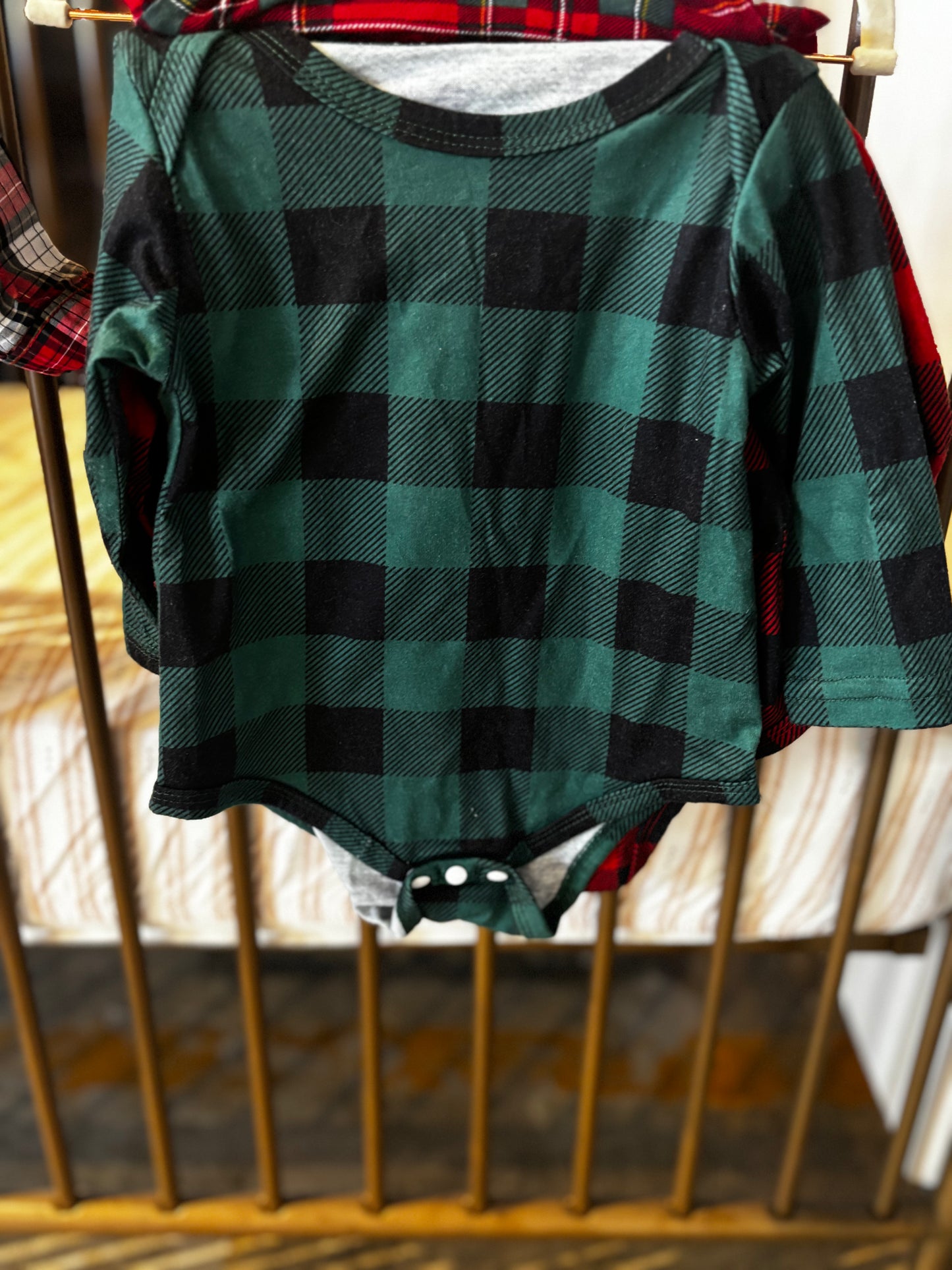 3-Piece Plaid Onesie Set