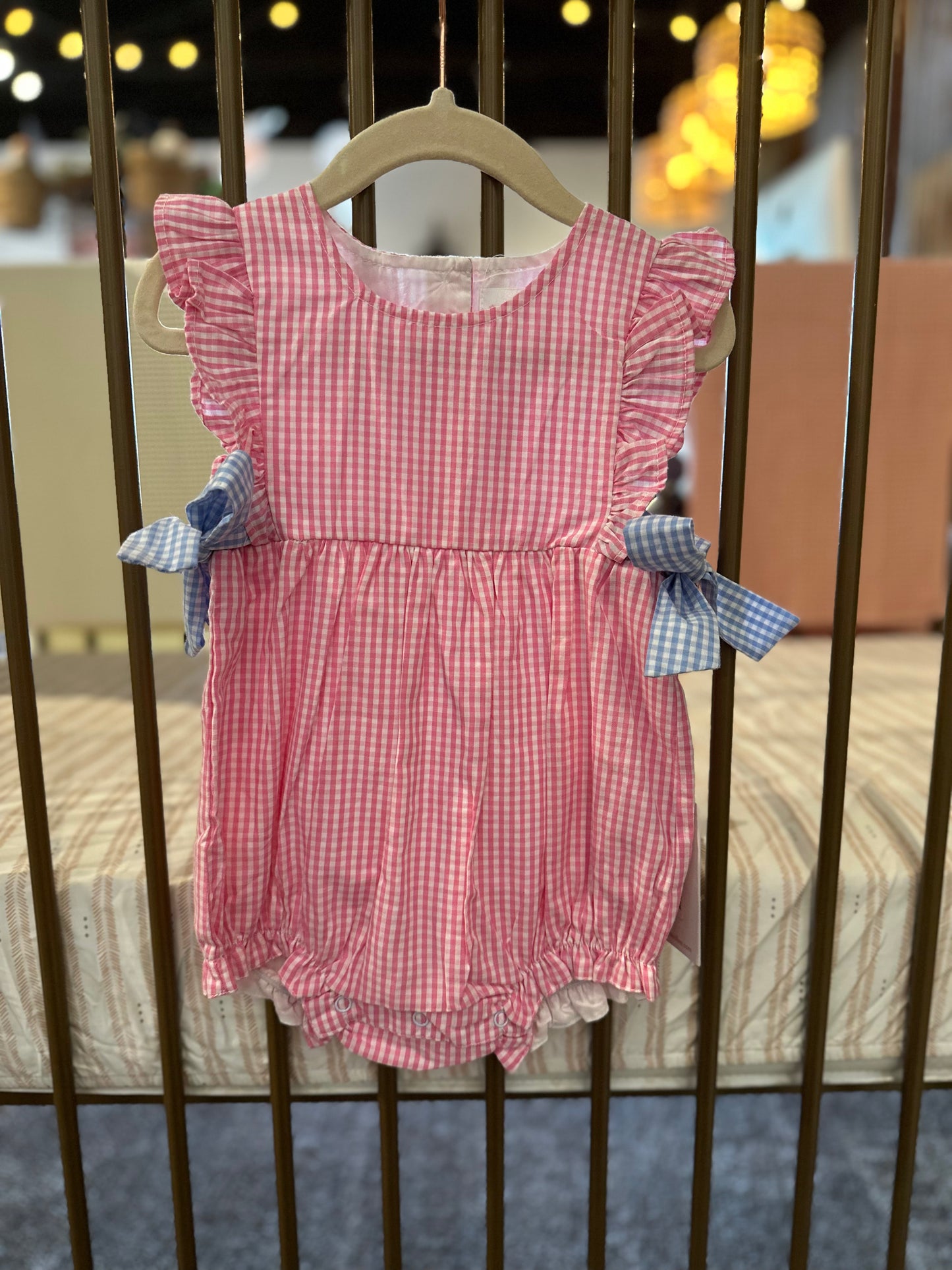 Cecil & Lou Blue & Pink Plaid Romper